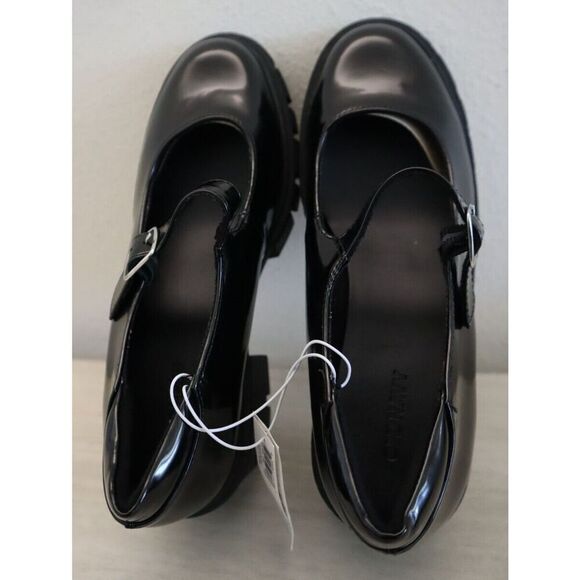 Old Navy Women's Sz 8 Blackjack Faux Leather Chunky Heel Mary Jane Shoes - Picture 8 of 11